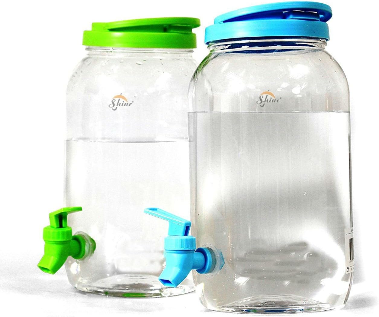 Shine 6L Drinks Dispenser Mason Jar Home Outdoor Picnic BBQ Parties With Tap Mug Jar Summer Party 2 x 3l Plastic Jars, White