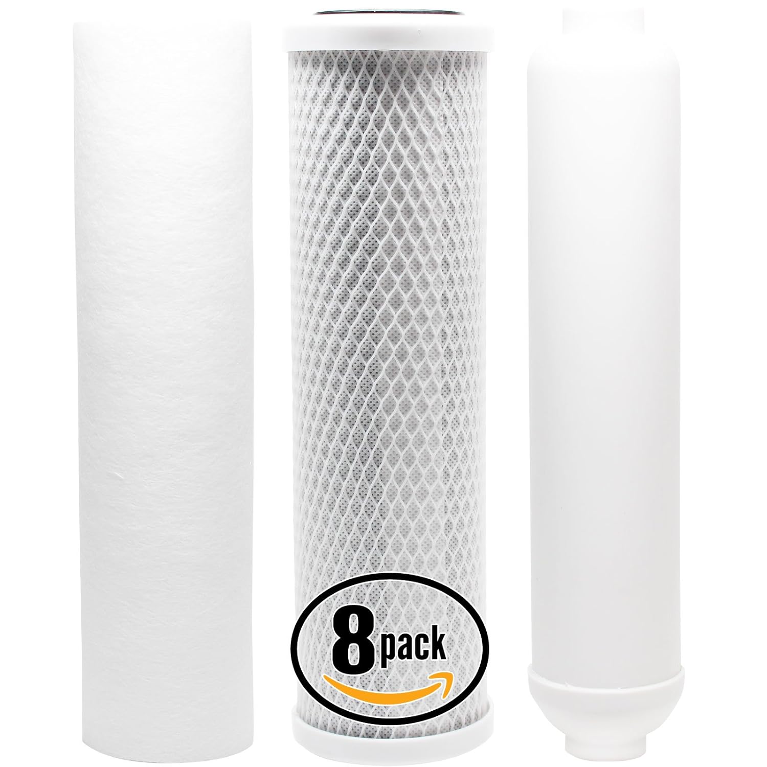 8-Pack Replacement Filter Kit Compatible with Rainfresh RO450/RO450M RO System - Includes Carbon Block Filter, PP Sediment Filter & Inline Filter Cartridge - Denali Pure Brand