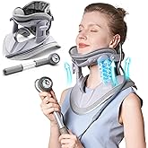 Cervical Neck Traction Device, Adjustable Cervical Traction Device with 3 Power Traction, 8 Airbag Support for Neck Pain Relief Neck Stretcher Air Pump Neck Brace
