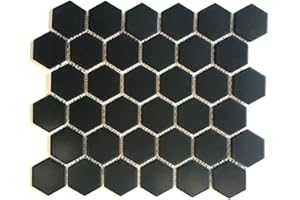 Squarefeet Depot Black Hexagon 2" Matte Porcelain Mosaic Floor and Wall Backsplash Bath Kitchen 10 Pack