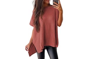 SHEWIN Womens Tops Casual Short Sleeve Sweater Loose Oversized Sweaters Spring Tops for Women 2025