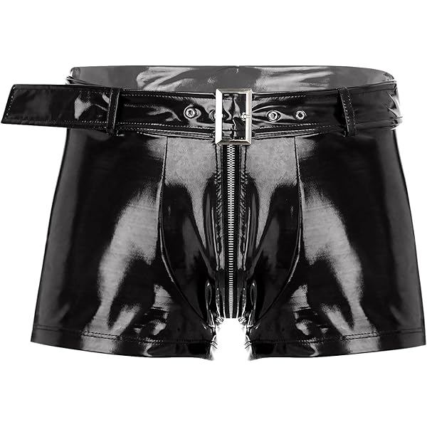 thumbnail interactive-video image 1 of Lequida Latex Rubber Shorts - One Size Fits Most, Black High-Shine Latex Short Pants For Costume Or Fashion 1 of 9