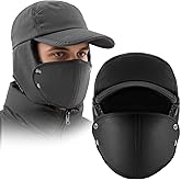 2 Pack Winter Trapper Hat for Men Women Warm Baseball Cap with Ear Flap and Mask Windproof Waterproof 3-in-1 Winter Hat