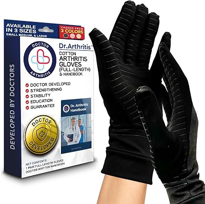Dr. Arthritis Full Length Copper Compression Gloves S Pair with Handbook