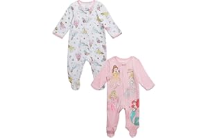 Disney Baby Girls 2 Pack Zip Up Sleep N' Plays Newborn to Infant Sizes (Newborn - 24 Months)