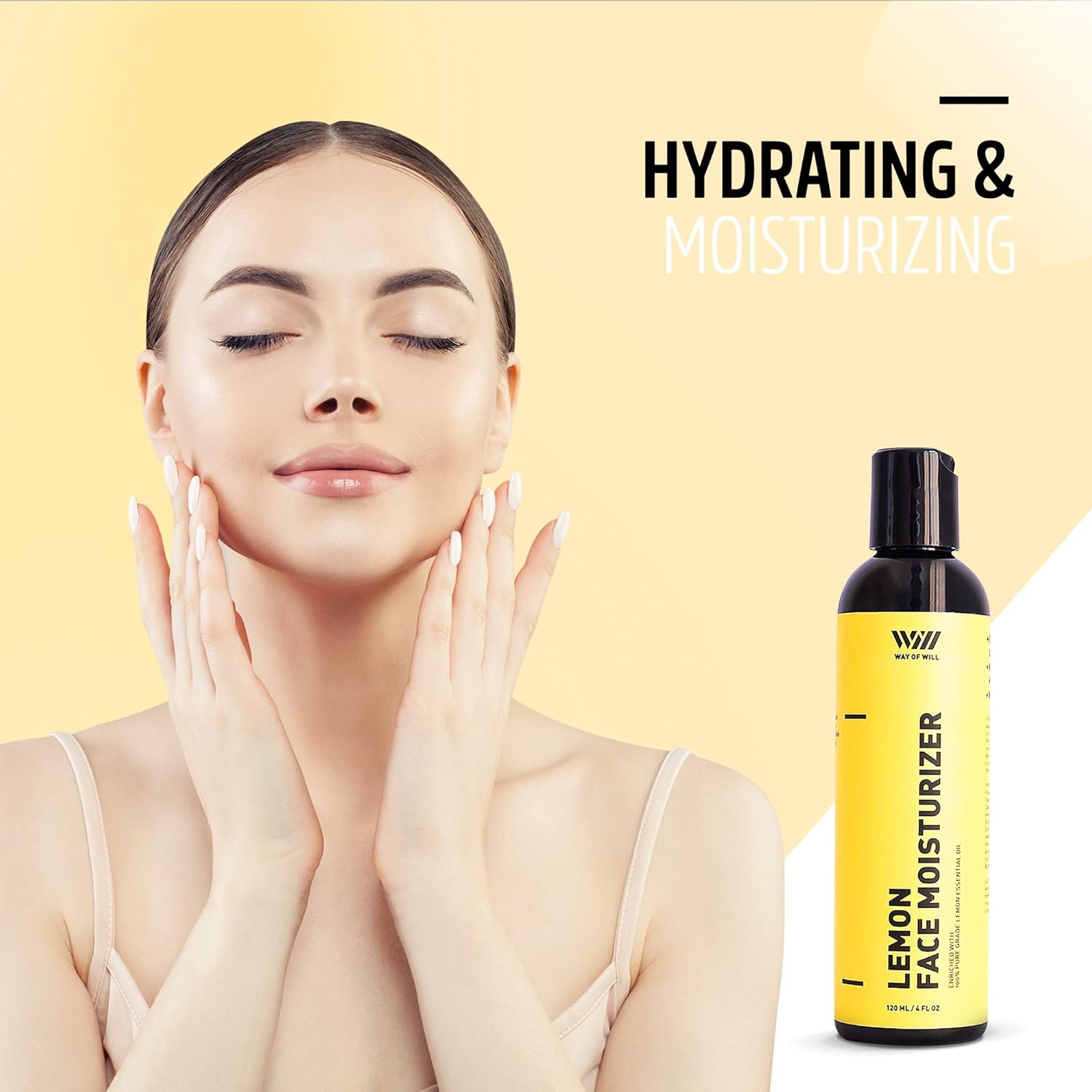 Lemon Face Moisturizer, Facial Moisturizer with Lemon Essential Oil, Face Cream for Women and Men, Sulfate and Paraben Free, 120 mL - Way of Will: Beauty
