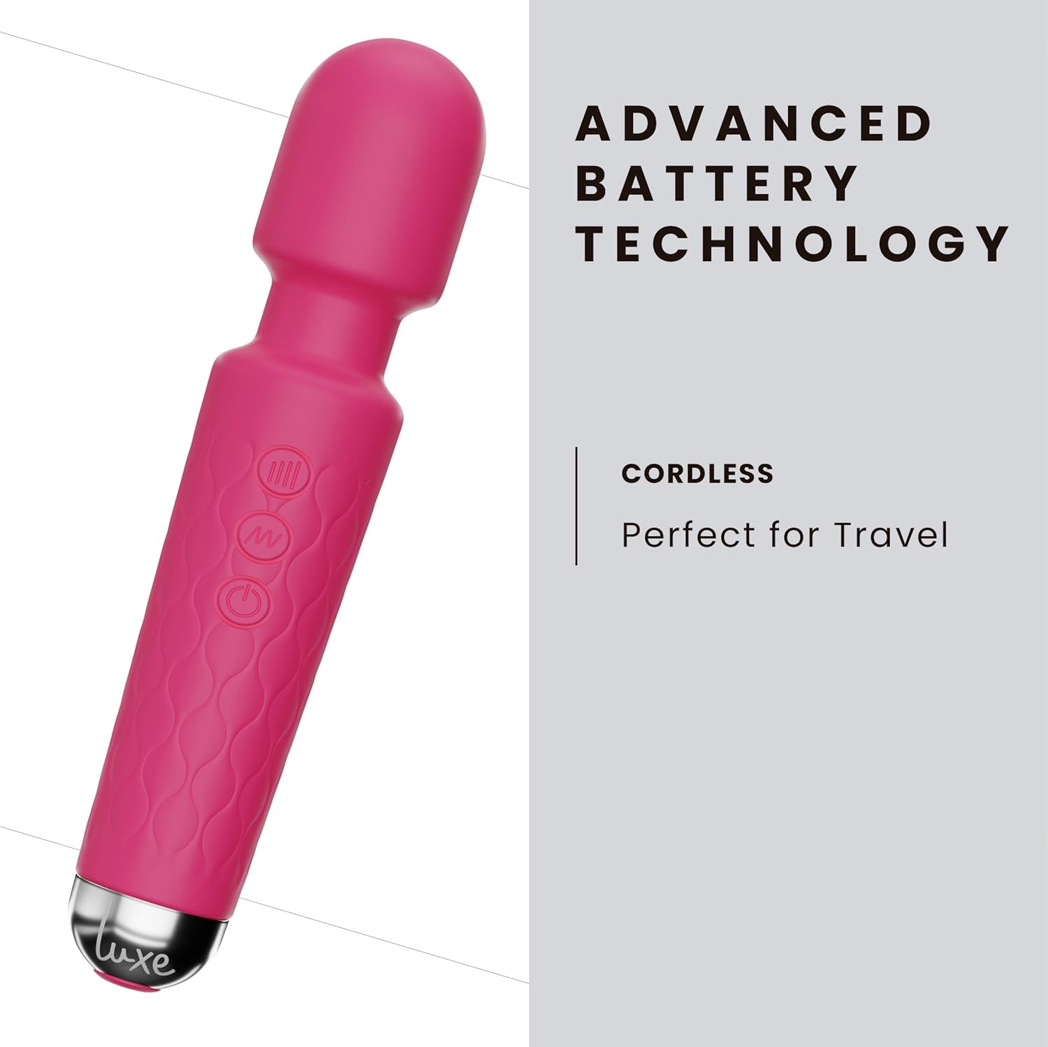 Full Body Wireless Wand Massager by Luxe Products, Waterproof Handheld Electric Massage with Skin Soft Silicone, Rechargeable - Image 5
