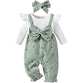 Infant Baby Girl Fall Outfit Romper Cherry Print Fake Two Pieces Patchwork Bow Jumpsuit Newborn Winter Clothes