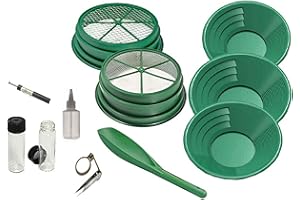 AMOVO 11 pc Prospecting-Mining-Panning Kit- 2- Classifiers 3 Gold Pans,+ More!!