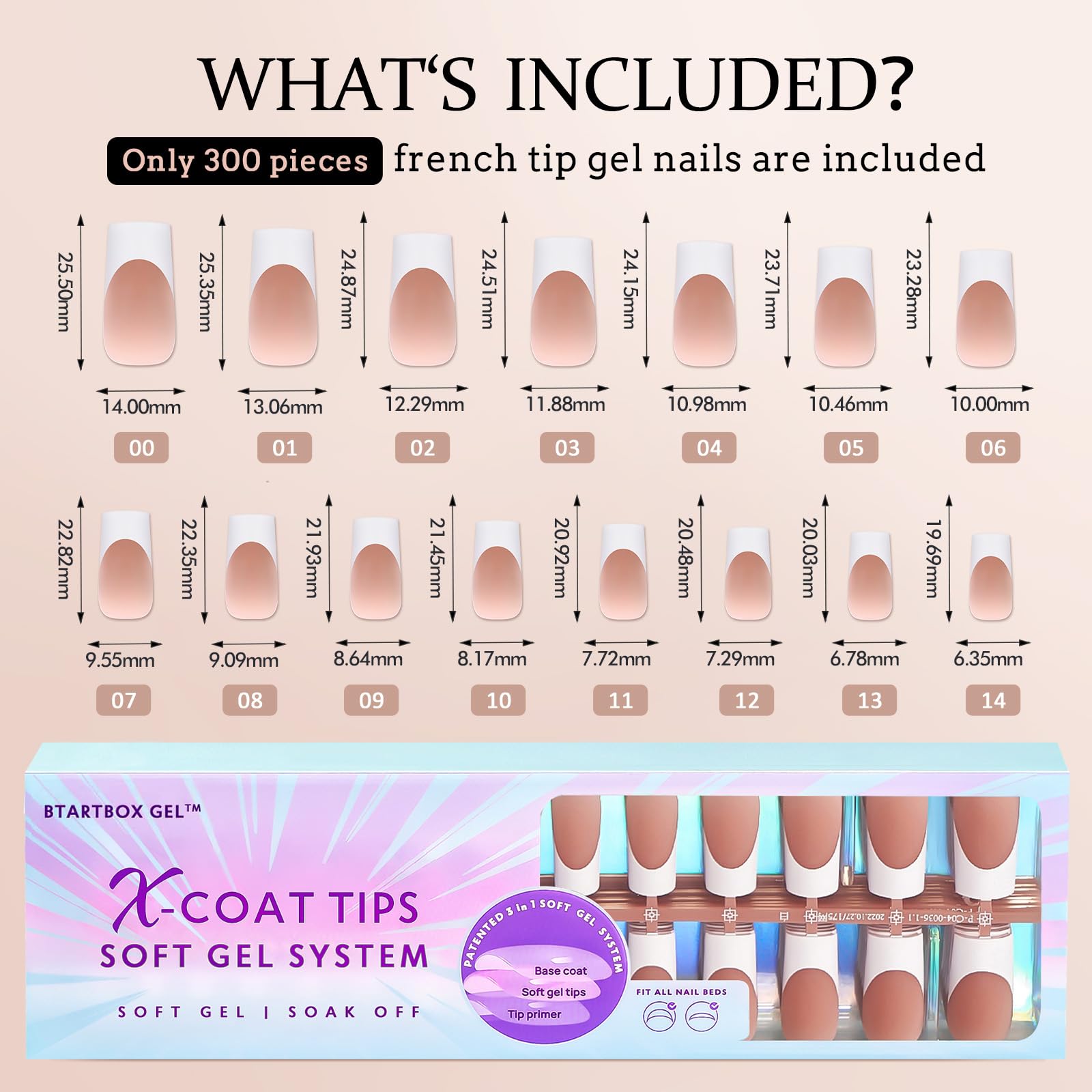 BTArtboxnails XCOATTIPS French Tip Press on Nails, 300pcs Brown Long Square French Tip Gel Nails, French Tip Nails for DIY Nail Art - Image 6