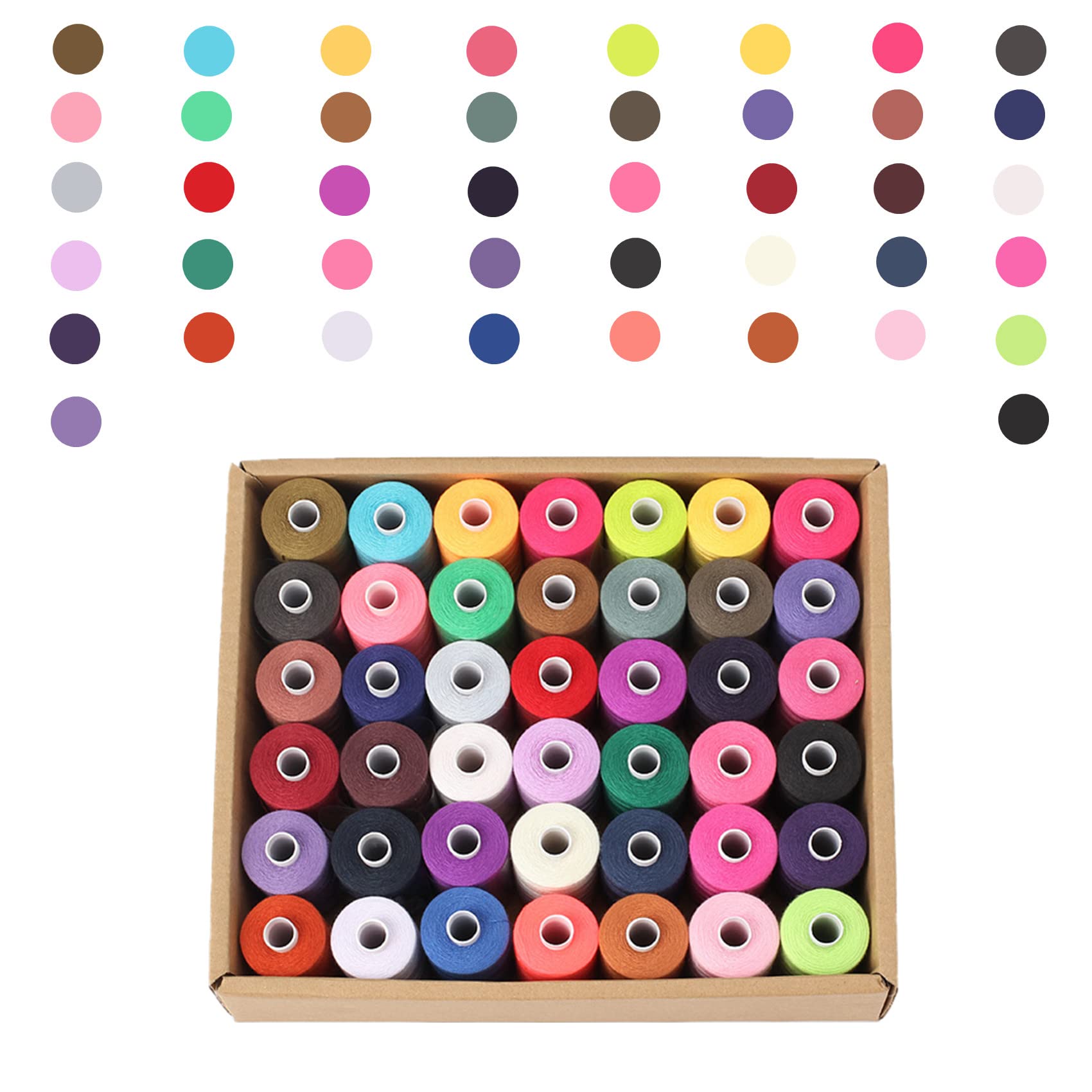 Simthread All Purpose Sewing Thread, 42 Spool Assorted 1000 Yards Polyester Threads for Sewing, Handy Polyester Sewing Threads for Sewing Machine - 42 Colors