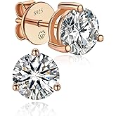 MomentWish Stud Earrings for Women, Moissanite Earrings for Men, 14K Gold/White/Rose Gold Plated 925 Sterling Silver Studs Anniversary Birthday Christmas Gift for Wife Mom Girlfriend