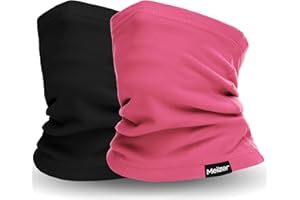 MEILZER 2 Pack Winter Neck Gaiter Warmer Soft Fleece Face Cover Windproof Cold Weather Face Scarf for Skiing Hiking Men and Women