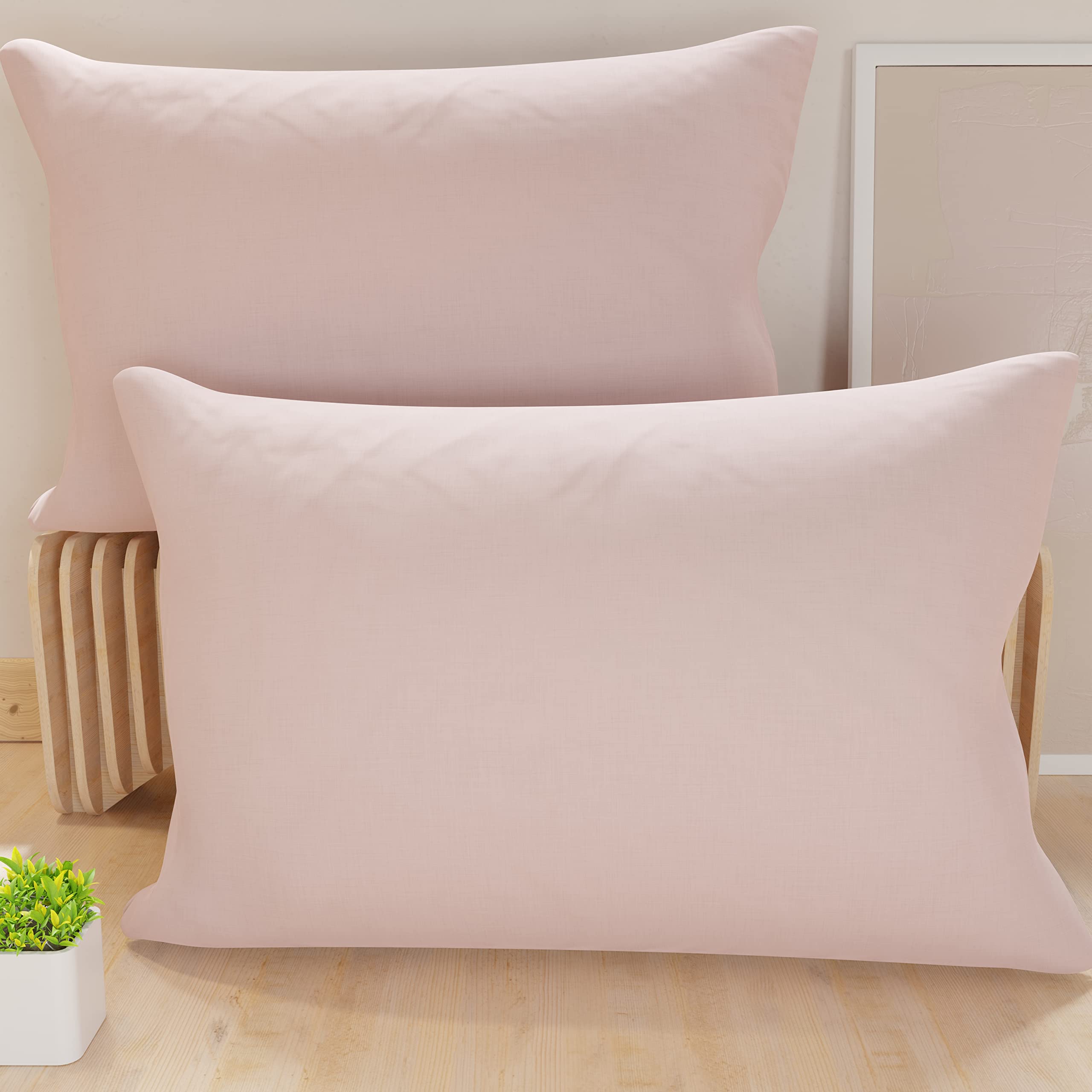 PETTI Artigiani Italiani - Pair of Microfiber Pillowcases 50x80 cm, Bedroom Cushions, Sofa, Set of 2 Cushion Covers, Solid Color Pink Pillowcase, 100% Made in Italy