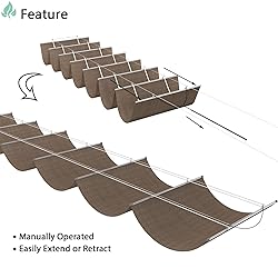 SunnyRoyal Brown 3'x19' Retractable Pergola Shade