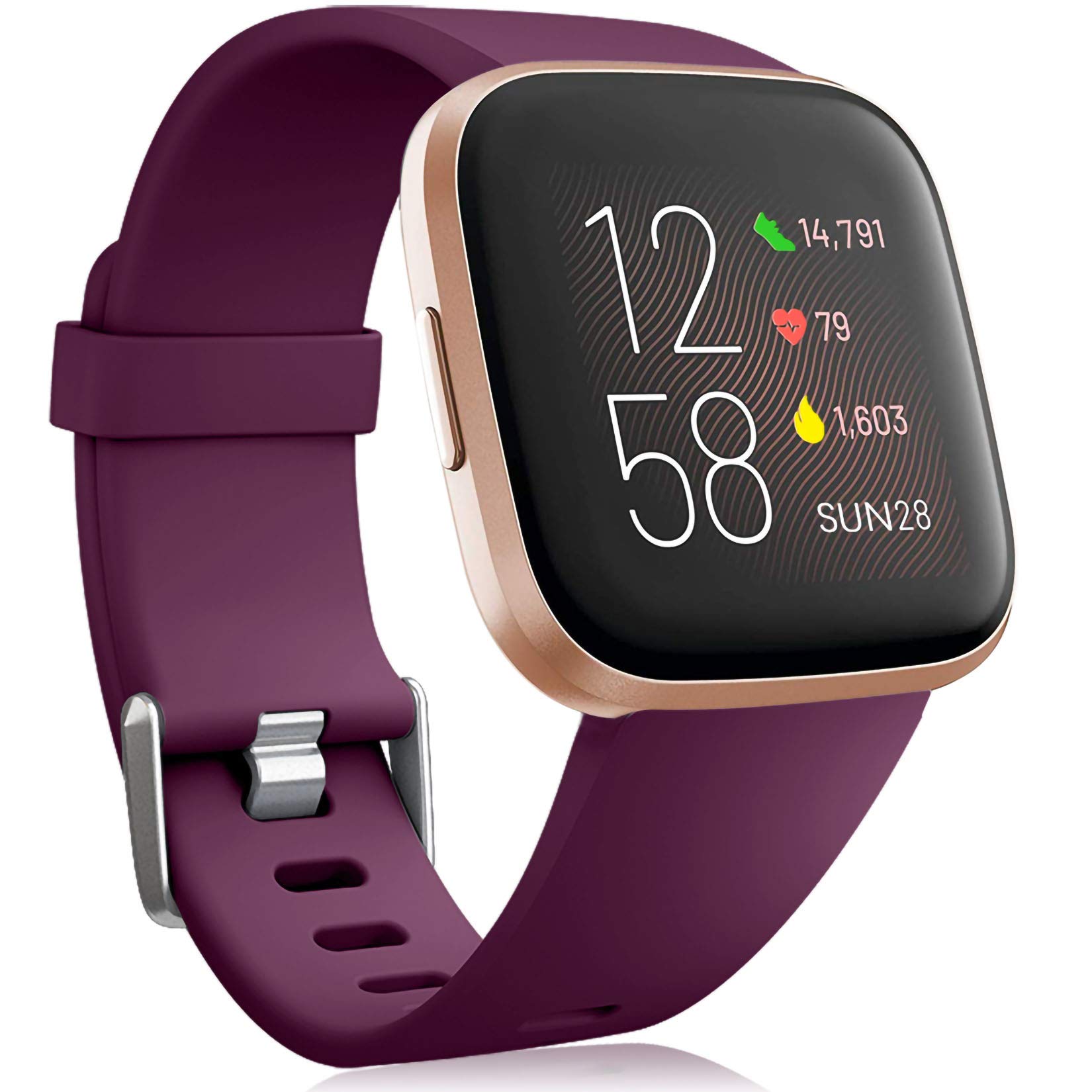 Oielai for Fitbit Versa 2 Strap/Fitbit Versa Strap, Silicone Sport Classic Replacement Straps Compatible with Fitbit Versa Lite/Fitbit Versa 2/Fitbit Versa for Women Men, Small Fushia — image 1