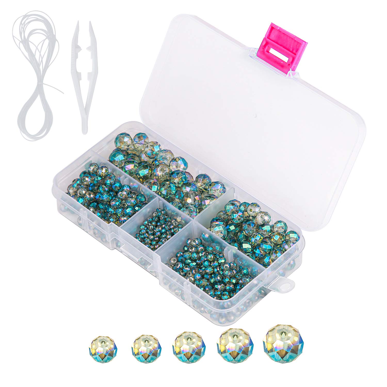 NovborczFaceted Crystal Glass Beads - Suitable for DIY, Making Bracelets, Necklaces and Other Jewelry (Green)