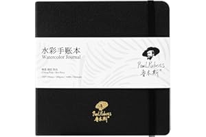 Paul Rubens Square Watercolor Journal, 100% Cotton Acid-Free Hot Press Watercolor Sketchbook 5.91 * 5.91 Inches, 140lb/300gsm