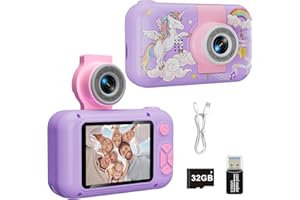 ARNSSIEN Kids Camera Toys for 3 4 5 6 7 8 9 10 11 12 Year Old Girls/Boys,Kids Digital Camera for Toddler,Christmas Birthday Festival Gifts for Kids,Video Selfie Camera for Kids with 32GB TF Card