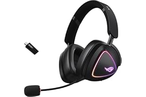 ASUS ROG Delta II Wireless Gaming Headset with Detachable Mic – Tri-Mode (BT, 2.4GHz, 3.5mm), 50mm Titanium-Plated Drivers, 110Hr Battery, Lightweight, for PC, PS5, PS4, Xbox, Switch, Mobile - Black