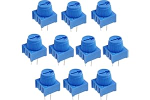 Waziaqoc 10 Pcs 10K Ohm Breadboard Trim Potentiometer, Blue Knob Variable Resistors Trimmer Potentiometer Assortment Kit for Arduino