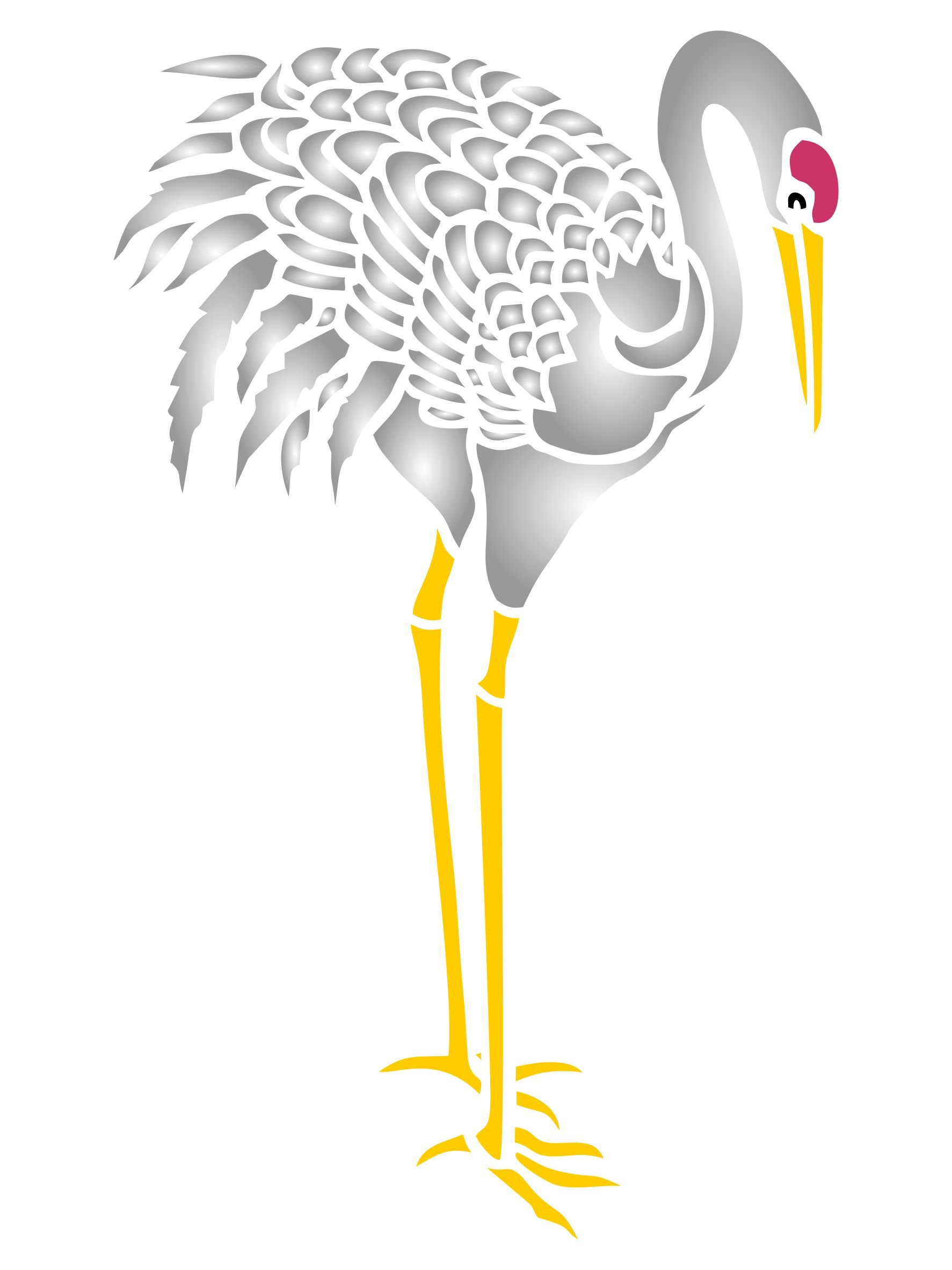 Heron Stencil - 11.5 x 19cm (S) - Reusable Japanese Oriental Crane Bird Wall Stencil Template