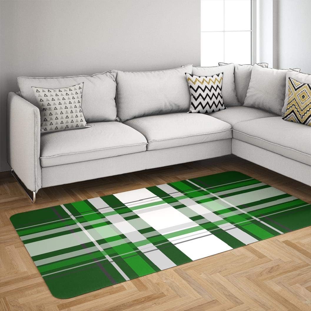 Grey Check Plaid Area Rug,KUMAIN Plaid Checkered White and Black Dark