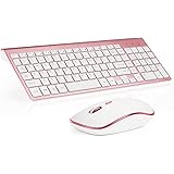 Wireless Keyboard and Mouse Combo, Stylish Compact Full-size Keyboard and 2400 DPI Stream-line Optical Mouse for PC, Desktop, Computer, Notebook, Laptop, Windows XP/Vista/7/8/10 by JOYACCESS-Pink