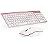 Wireless Keyboard and Mouse Combo, Stylish Compact Full-size Keyboard and 2400 DPI Stream-line Optical Mouse for PC, Desktop, Computer, Notebook, Laptop, Windows XP/Vista/7/8/10 by JOYACCESS-Pink