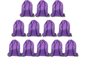 Svaldo 12 Pieces Purple Drawstring Bags, 13x17 Inch Polyester Non-nylon Sport Cinch Bags, Bulk Draw String Backpack Sport Storage Bags for Men Women Gym Trip Party Favors Gift