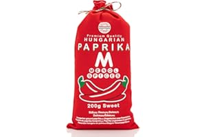Menol Spices Authentic Hungarian Sweet Paprika Powder (Sweet, 7oz / 200g) Gourmet Quality, Produced in region of Szeged, Hungary, Incredible Flavor, Freshly ground