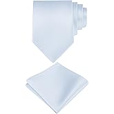 LMHCISO Tie for Men with Pocket Square, Formal Tuxedo Necktie, Business Suit Accessory for Weddings and Father's Day