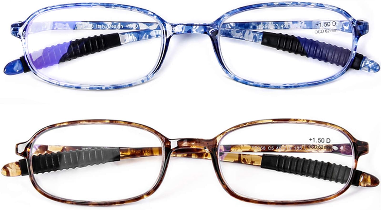 AQWANO 2 Pack Blue Light Blocking Computer Reading Glasses UV Protection Flexible TR90 Frame Lightweight Readers Glasses for Women Men +1.0