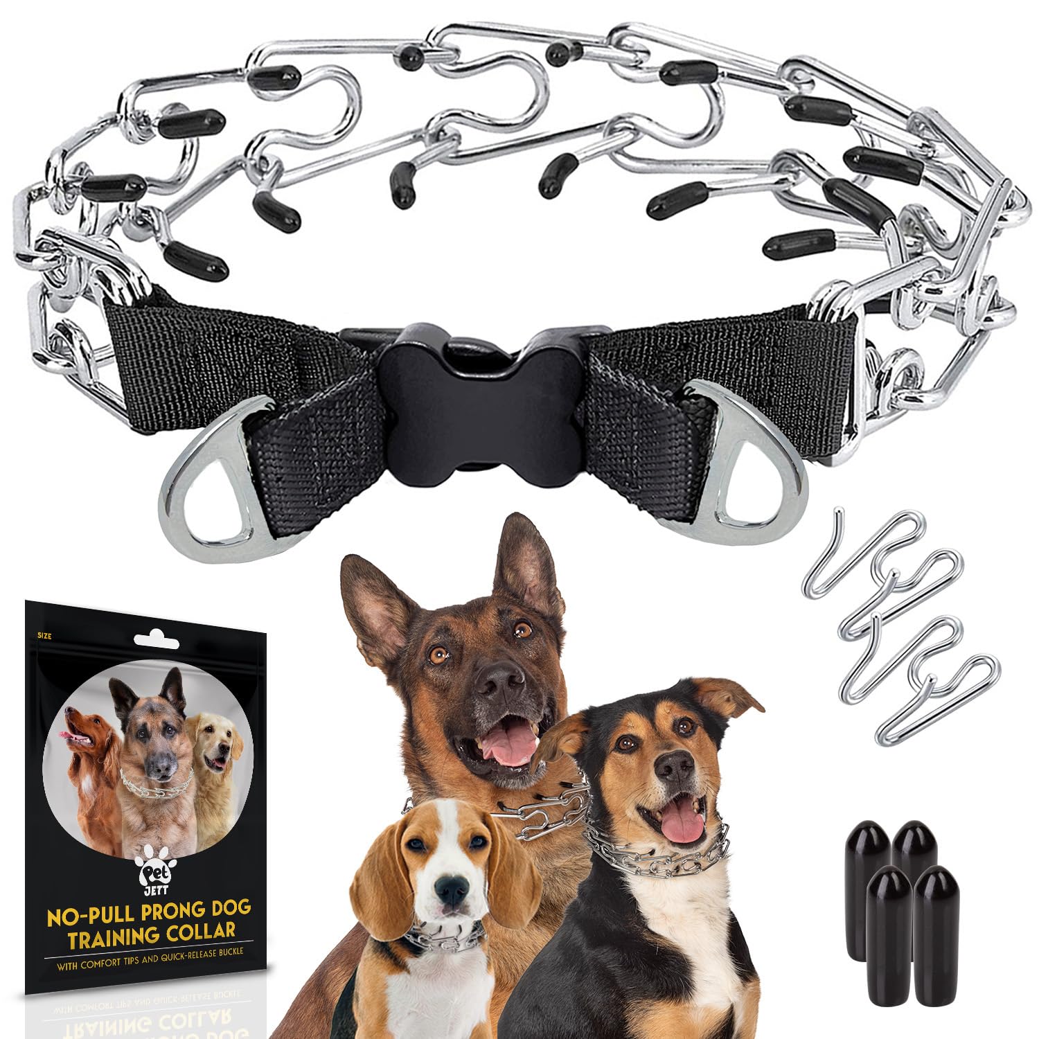 Photo 1 of PetJett ProTrainer Prong Collar for Dogs Training Collar Adjustable Choke Collar Quick Release Pinch Collar for Small Medium Large Dogs No Pull Dog Collars Walking Tool - Stainless Steel Metal Choker