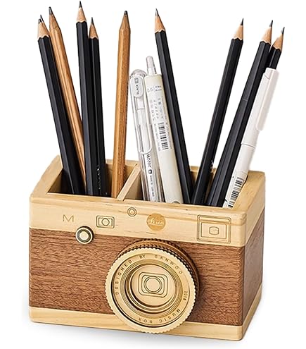 Amazon.com: HAOXU 1pc Wooden Creative Unique Pen Holder, Retro