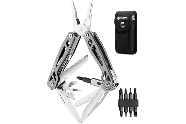 Gift for Him, BIBURY Multitool Pliers,Titanium 21-in-1 Multi-Purpose Pocket Knife Pliers Kit, 420 Durable Stainless Steel Mul