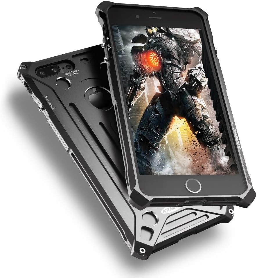 KANENG iPhone 8 Plus Case,iPhone 7 Plus Case, Aluminum Metal Bumper Back Cover Case for Apple iPhone 7 8 Plus 5.5 Inch(Black)
