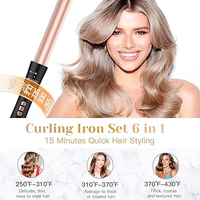 Buy Bestope 6 In 1 Curling Iron Wand Set Curling Wand 0 5 1 25 Hair Curler Barrels Instant Heating Up Hair Wand With Lcd Temperature Adjustment Include Glove And 2 Hair Clip Online In Turkey B07vygy778