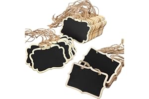 CRZQXOUR 20PCS Black Mini Wooden Chalkboard Signs, Custom Liquor Decanter Labels, Table Numbers, Food Signs