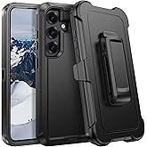 DUEDUE for Samsung Galaxy S25 Case, Phone Case for Samsung S25 with Belt Clip Holster Shockproof 3-Layer Heavy Duty Full Body Protective Rugged Phone Cases Cover for Galaxy S25 6.2", Black