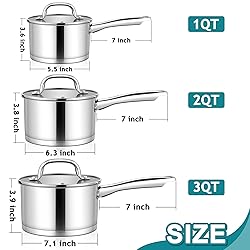 E-far Stainless Steel Saucepan with Lid Set - 1QT