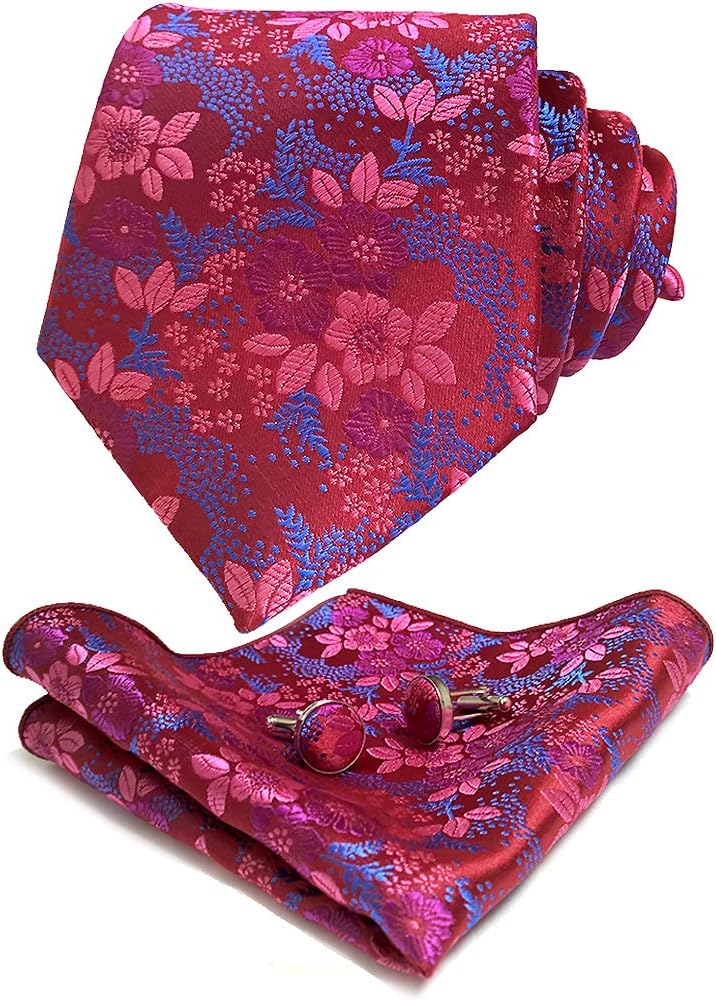 CANGRON Men Classic Tie Set Necktie with Pocket Square Cufflinks Giftbox ELSH8ZH