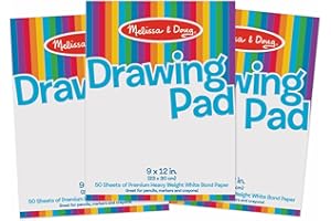 Melissa & Doug Drawing Paper, Sketch Pad, 3-Pack Bundle for Coloring, Writing or Painting (9 x 12 inches) - 50 Sheets Each, K