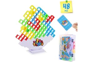 TVMPKIX 48 Pcs Tetra Tower Game, Building Balance Blocks Board Game, Team Tower Game for Kids & Adults, Family Game for 2+ Players, Board Game for Family Travel Parties