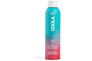 COOLA Organic Sunscreen SPF 50 Sunblock Spray, Dermatologist Tested Skin Care for Daily Protection, Vegan and Gluten Free, Guava Mango