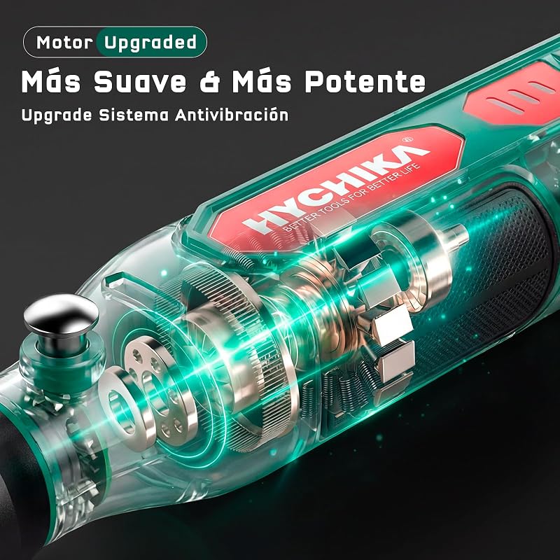 HYCHIKA 3,6V Mini Amoladora Eléctrica Bateria，Con 89 Accesorios para Taladrar, Lijar, Pulir, Grabar，Mini Taladro Eléctrica con Velocidad Ajustable y Carga Tipo-C，Herramienta Rotativa Ideal para DIY