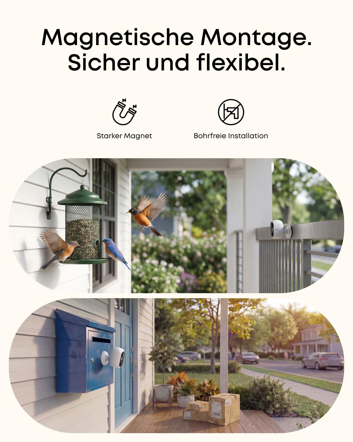 eufy eufyCam C35, Kabellose Überwachungskamera Außen & Innen, Magnetische Halterung, Farbnachtsicht, Lokaler Speicher, IP67 Wetterfest, Solarpanel-Kompatibel, Ohne ABO, Weiß 2