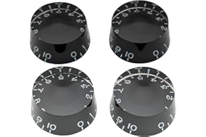 Musiclily Pro Inch USA LP Guitar Speed Knobs Fine 24-Spline Tone Volume Control Knobs for USA Les Paul CTS Pots Electric Guitar, Black (Set of 4)