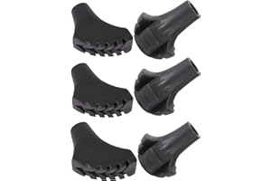 Trekking Poles Tips Set - Pack of 6 to 8 Replacement Rubber Trek Cane Tips Protectors Fit Most Walking Hiking Sticks - 11 mm Diameter by HAPLUSTAR