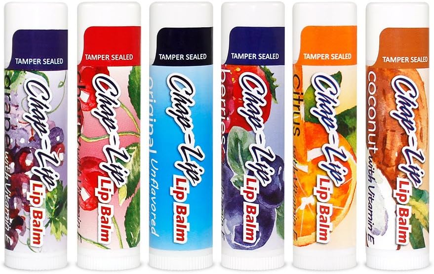 Chap-Lip Vitamin E Lip Balm with Coconut Oil - Lip Moisturizer Treatment - Moisturizing, Soothing, Refreshing, Total Hydration Treatment & Lip Therapy - Assortment of 6 Refreshing Flavors, 48 Count: Health & Personal Care